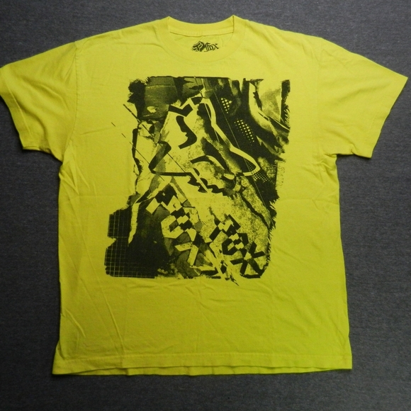 Fox Racing T-Shirt Size Large Yellow Black Graphic Moto - Picture 1 of 10